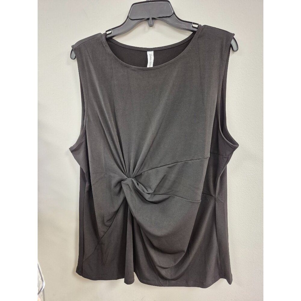 Zenana Outfitters Womens 2X Black Twist Front Sleeveless Tunic Top